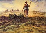 Famous Flock Paintings - A Shepherdess and her Flock